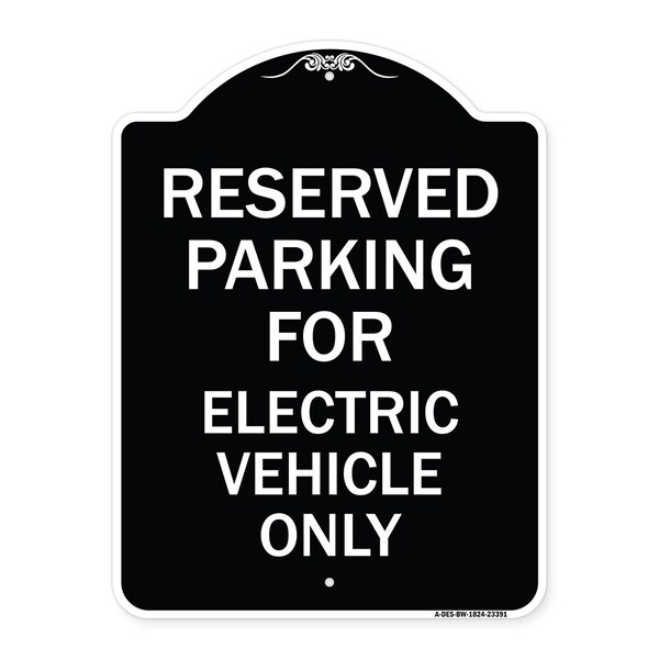Parking Reserved for Electric Vehicle Heavy-Gauge Aluminum Sign, 24" x 18", BW-1824-23391